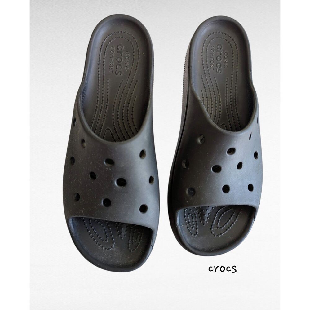 Crocs Iconic Comfort Classic Platform Slides women's shoes  Sz 11